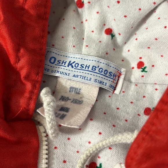 Vintage Oshkosh red zip jacket size 12M - Picture 8 of 9